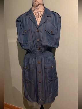 Karl Lagerfeld Button-Front Denim Shirt Dress in Blue